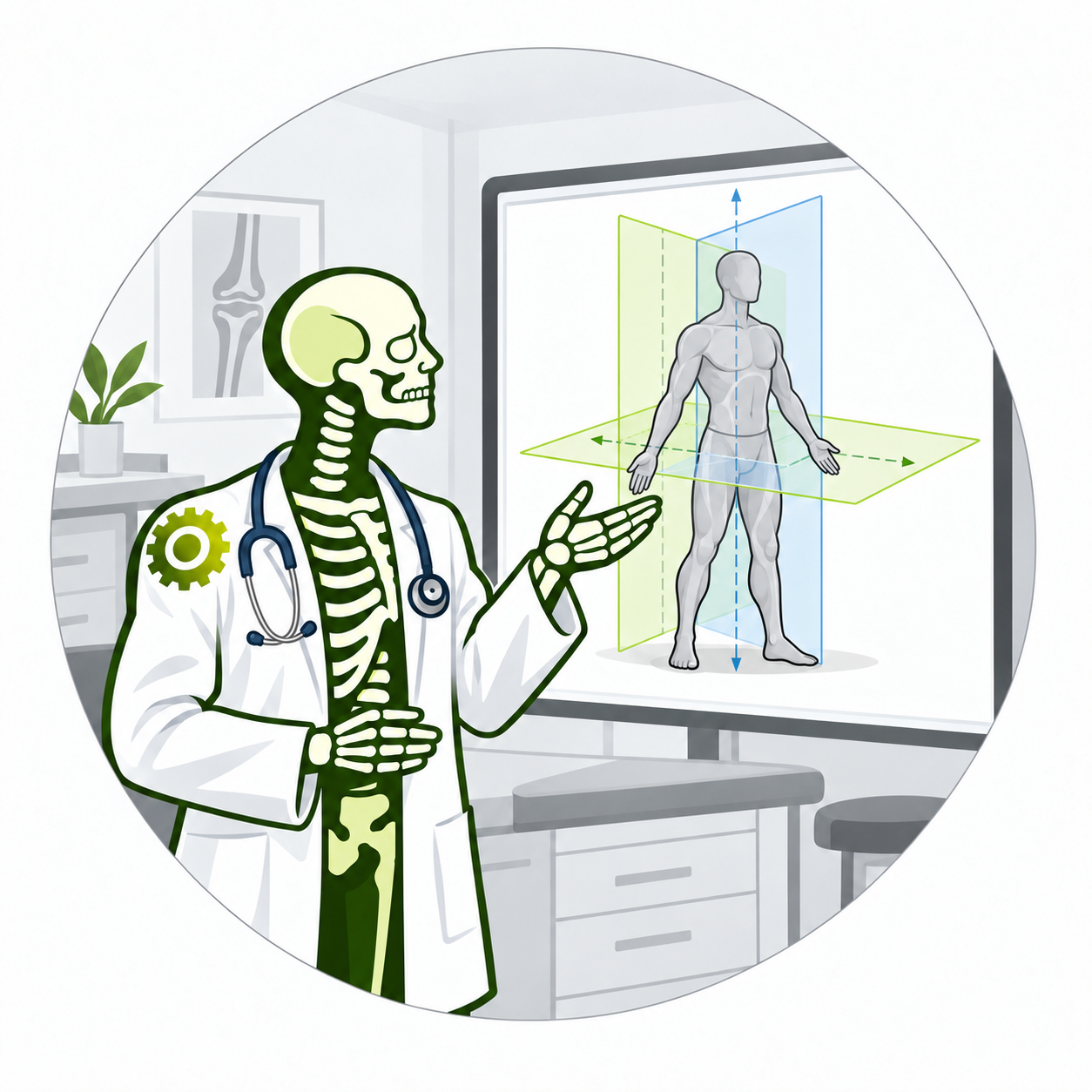 MovePros Orthopedic erklärt das Zusammenspiel von Bewegungsebenen an einer menschlichen Figur